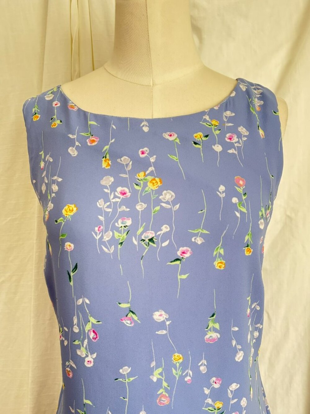 Vintage 90s Ronnie Nicole Blue Floral Dress Sz 10 Cottagecore Whimsy Dainty Soft - Picture 4 of 6